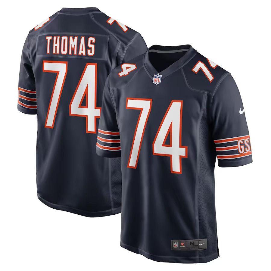 Men Chicago Bears 74 Zachary Thomas Nike Navy Game Player NFL Jersey